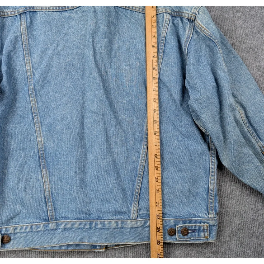 Vintage Levis Denim Jacket Mens Large Type 3 80s Red Batwing USA Made Faded